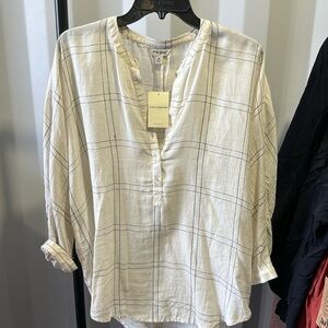 Lucky brand split neck blouse